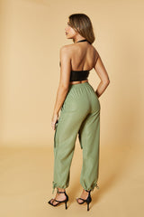 Khaki Oversized Pocket Detail Cargo Trousers - Juri