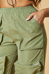 Khaki Oversized Pocket Detail Cargo Trousers - Juri