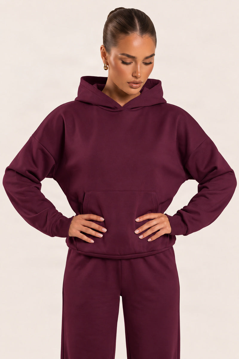Plum Scuba Oversized Hoodie and Joggers Loungewear Co-ord Set - Darcy