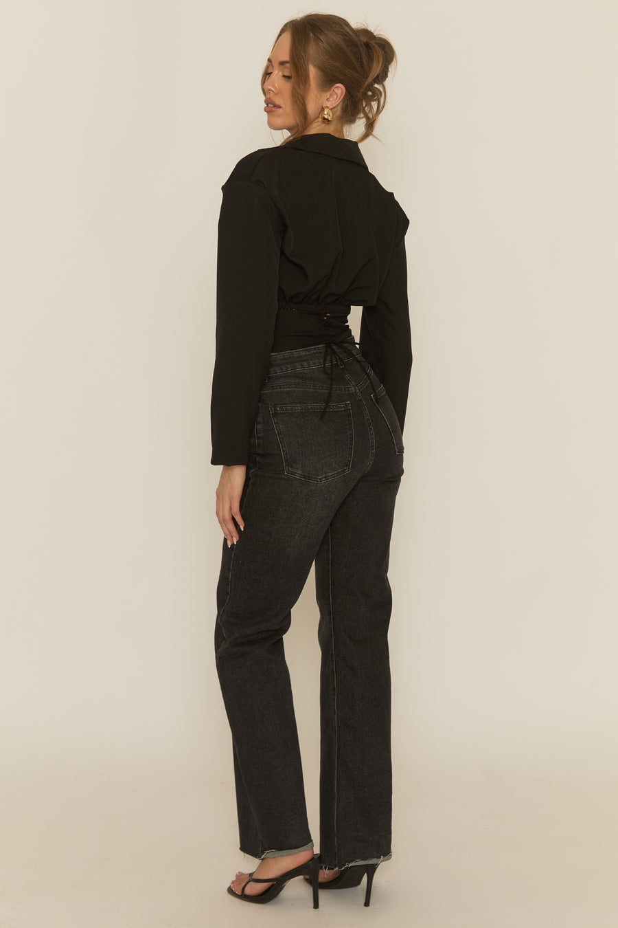 Black Tailored Corset Detail Shirt - Zadia