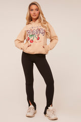 Beige Graphic Oversized Hoodie - Safiya