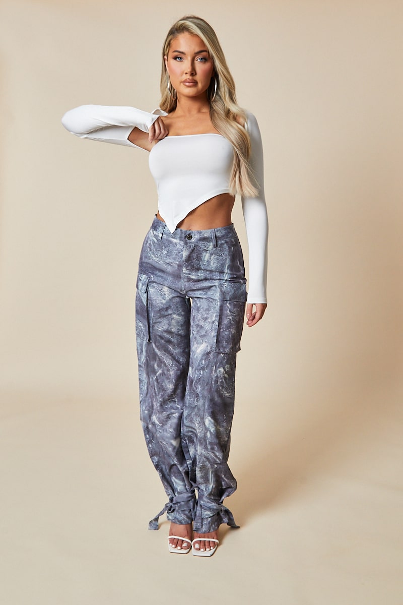 White Asymmetric Cut Out Back Cropped Top - Koko