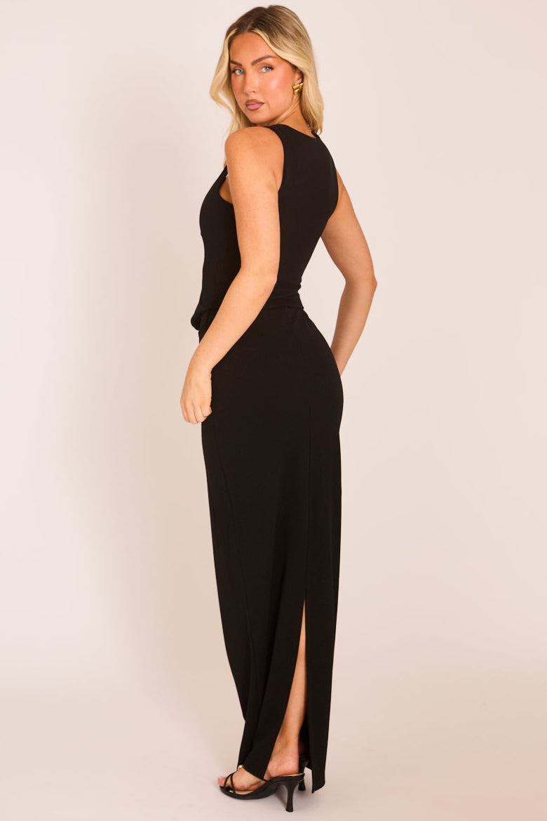 Black Corset Top and Maxi Skirt Co-ord Set - Emery