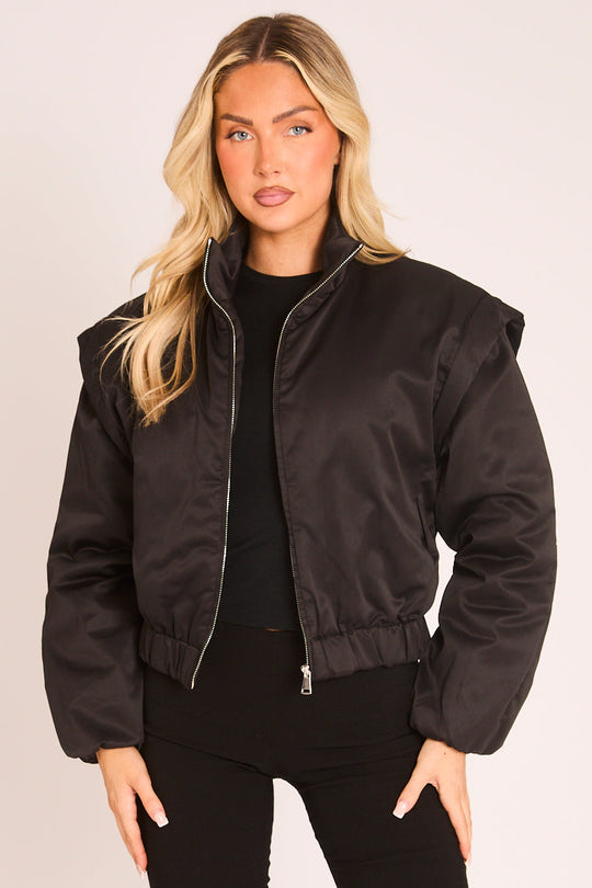 Black Zip Up Bomber Jacket - Desmen