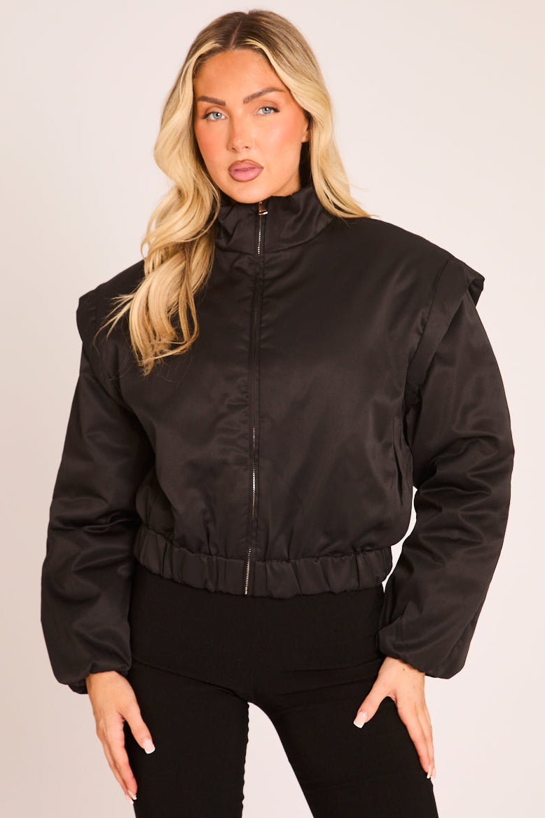 Black Zip Up Bomber Jacket - Desmen
