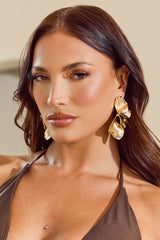 Gold Statement Flower Earrings - Bella