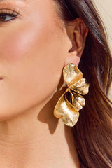 Gold Statement Flower Earrings - Bella