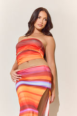 Orange Bandeau Top and Maxi Skirt Co-ord Set - Flynn