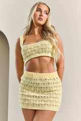 Butter Yellow Crochet Bralette and Mini Skirt Co-ord Set - Lorelei