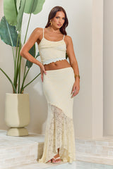 Butter Yellow Lace Ruffle Top and Maxi Skirt Co-ord Set - Claire