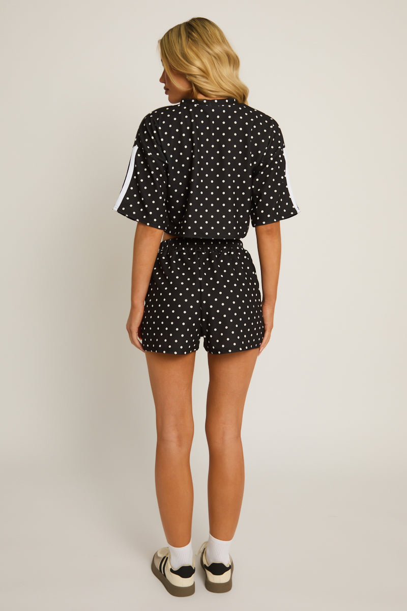 Black Polka Dot Side Stripe Co-ord Set - Mally