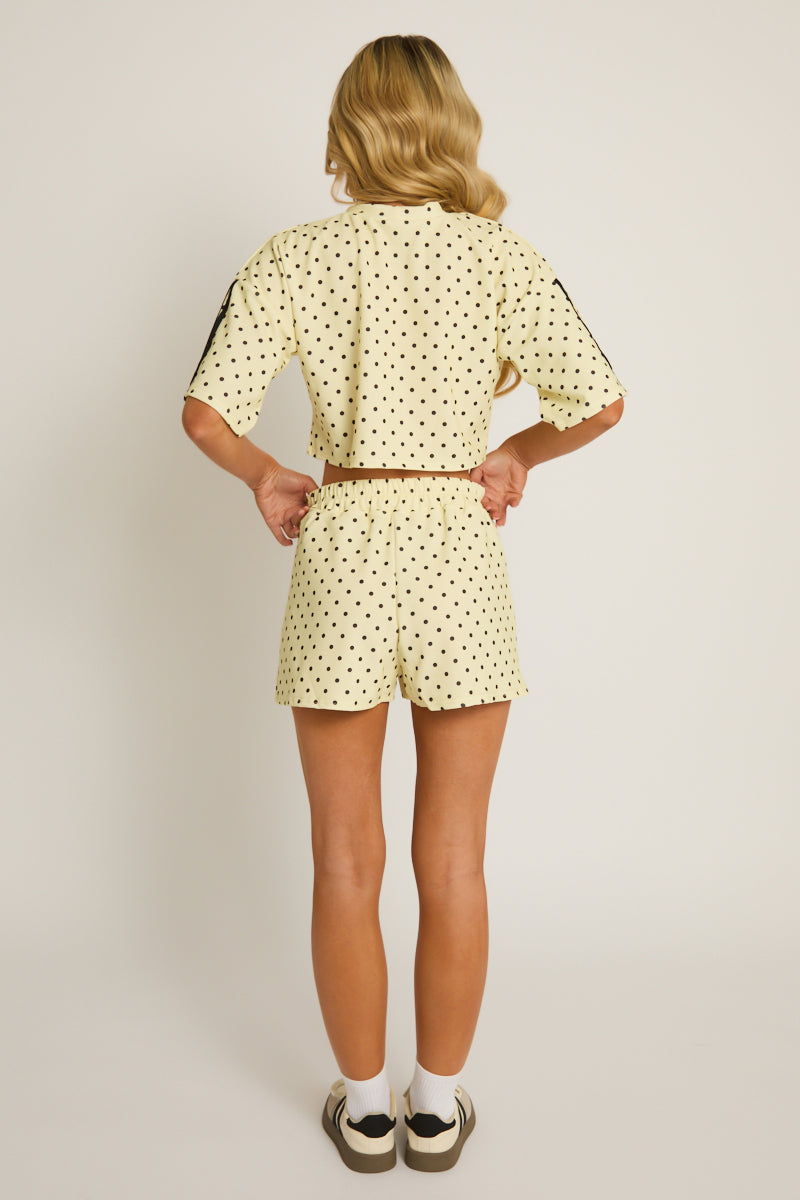 Yellow Polka Dot Side Stripe Co-ord Set - Mally