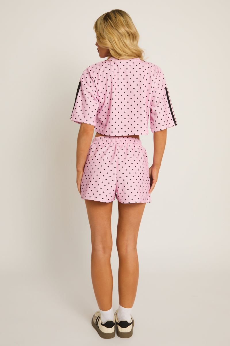 Pink Polka Dot Side Stripe Co-ord Set - Mally
