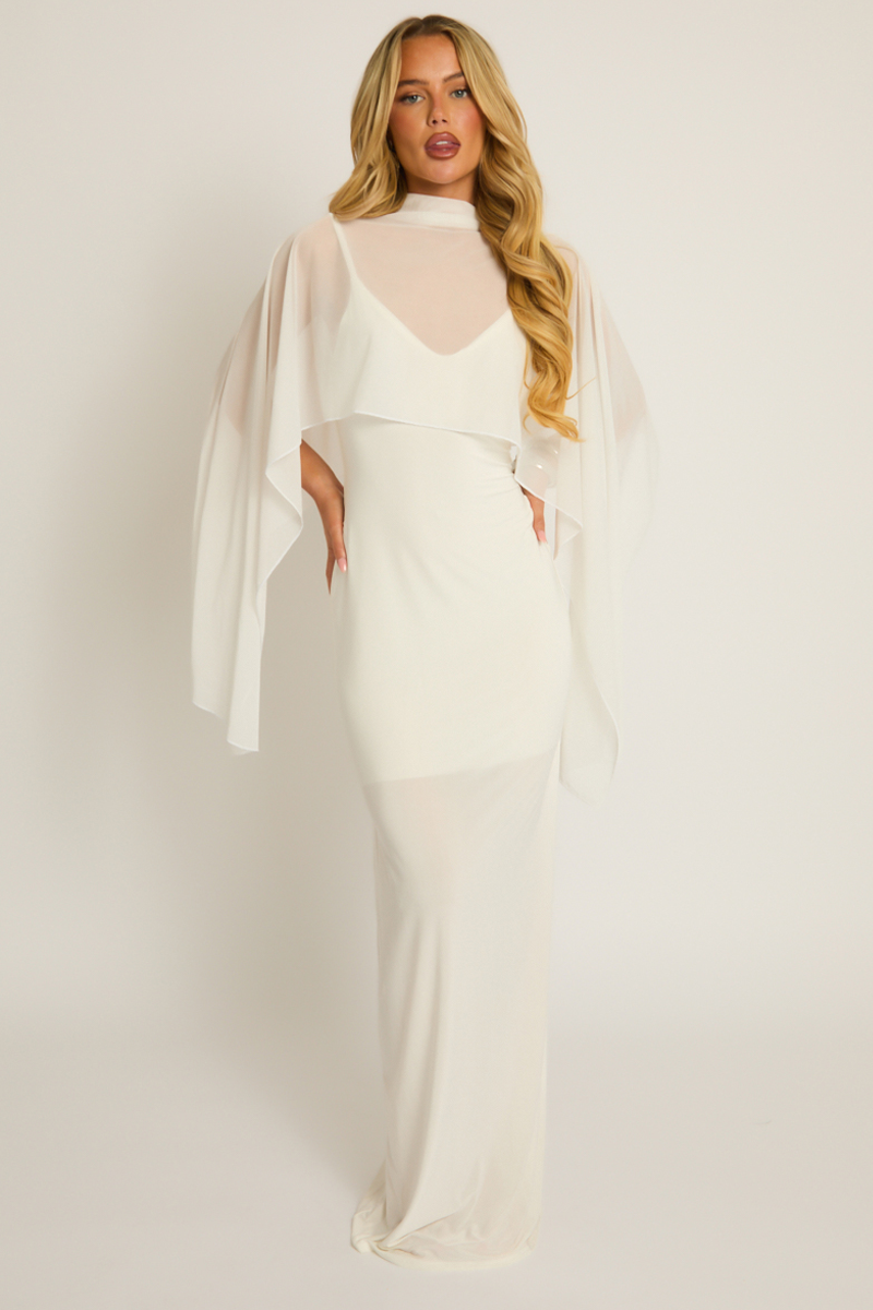 Cream Cape Detail Maxi Dress - Jelena