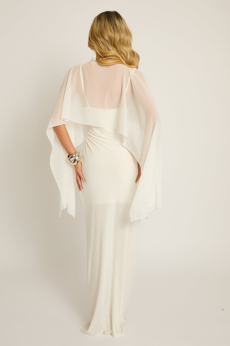 Cream Cape Detail Maxi Dress - Jelena