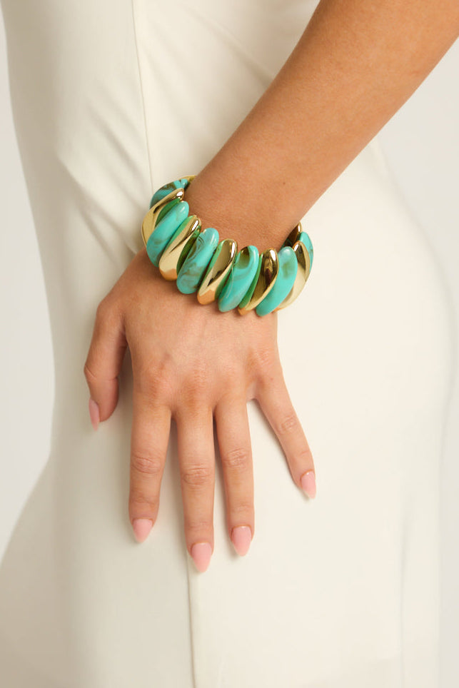 Turquoise Pebble Statement Bangle - Jessy