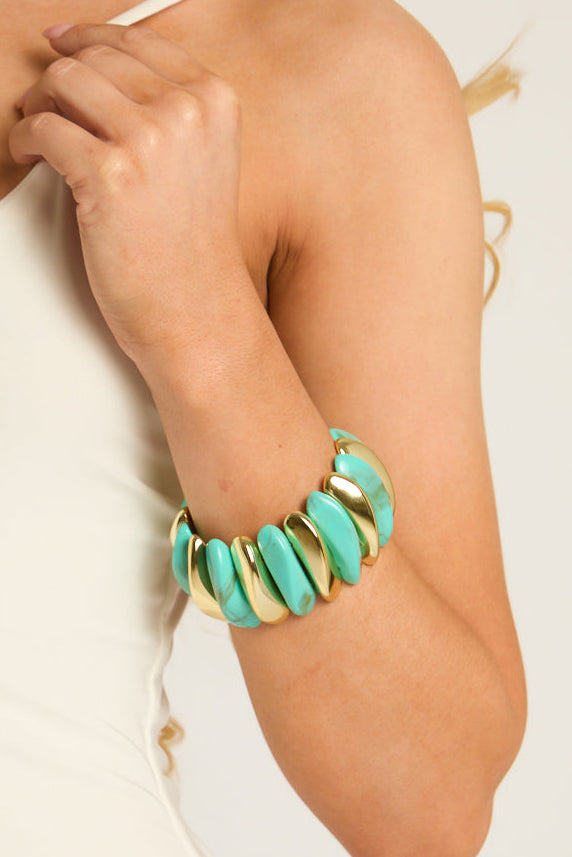 Turquoise Pebble Statement Bangle - Jessy