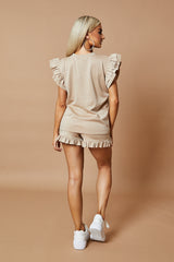 Stone Frill Detail Top & Shorts Co-Ords Set - Keiko