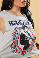 Grey Graphic Print Sleeveless Cropped Top - Marta