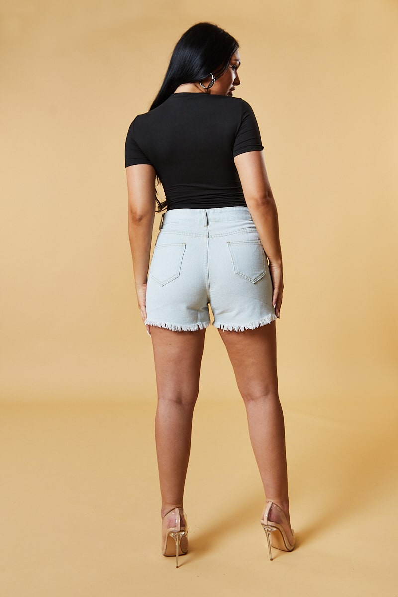 Black Cut Out Front Short Sleeve Top - Nayla