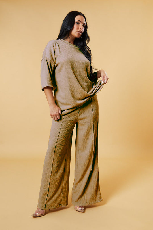 Stone Textured Knit Trousers & Oversized Top Co-ord Set - Cecelia