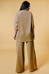 Stone Textured Knit Trousers & Oversized Top Co-ord Set - Cecelia