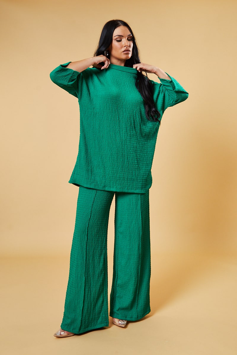 Women's Green Printed Shirt and Trouser Co-ords Set main image 0
