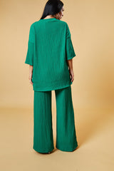 Green Textured Knit Trousers & Oversized Top Co-ord Set - Cecelia