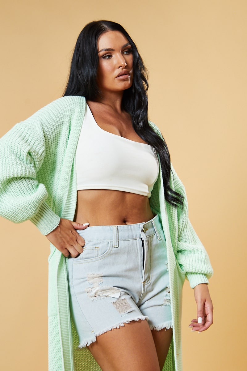 Mint Longline Knit  Maxi Cardigan - Ema