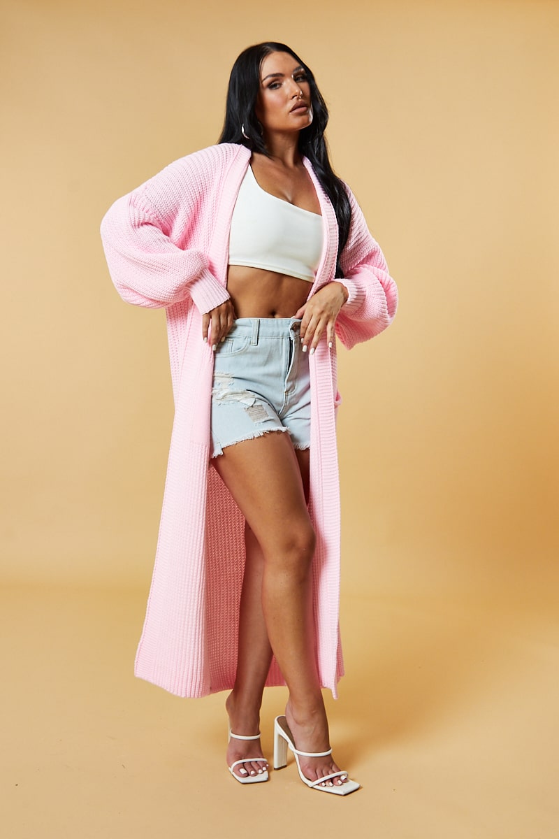 Maxi Cardigan-Pink (RESTOCKED) - 5th and Sole