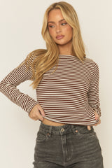 Brown Stripe Long Sleeve Top - Landen