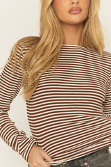 Brown Stripe Long Sleeve Top - Landen