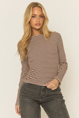 Brown Stripe Long Sleeve Top - Landen