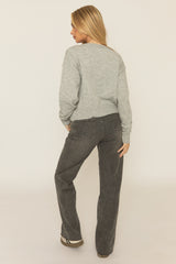 Grey Scallop Edge Fine Knit Cardigan - Chleo