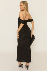 Black Bardot Drape Maxi Dress - Sofie