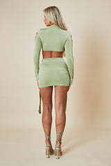 Sage Knot Detail Crop Top & Mini Skirt Set - Isabel