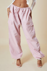 Pink Toggle Detail Parachute Cargo Trousers - Ayana
