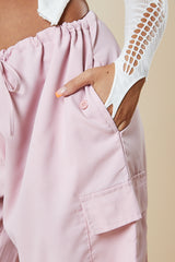 Pink Toggle Detail Parachute Cargo Trousers - Ayana