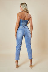 Mid Blue High Waist Mom Jeans - Alma