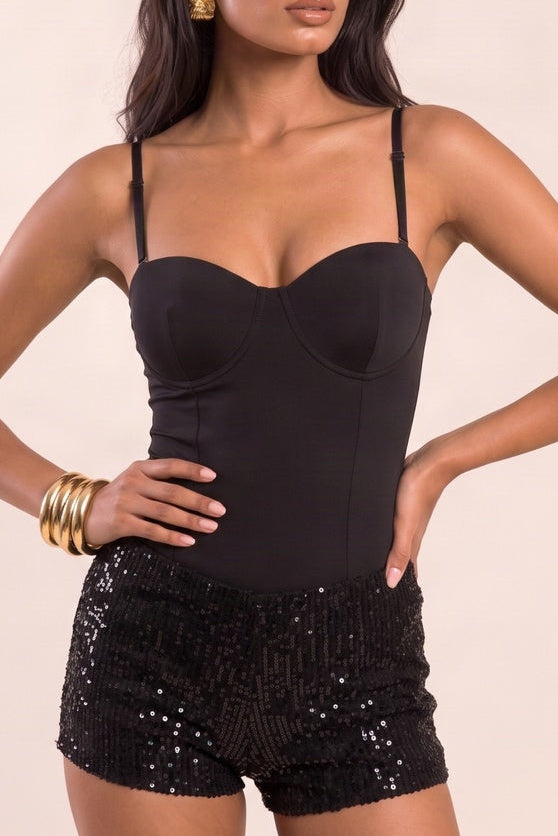 Black Sequin Mini Shorts - Braidy