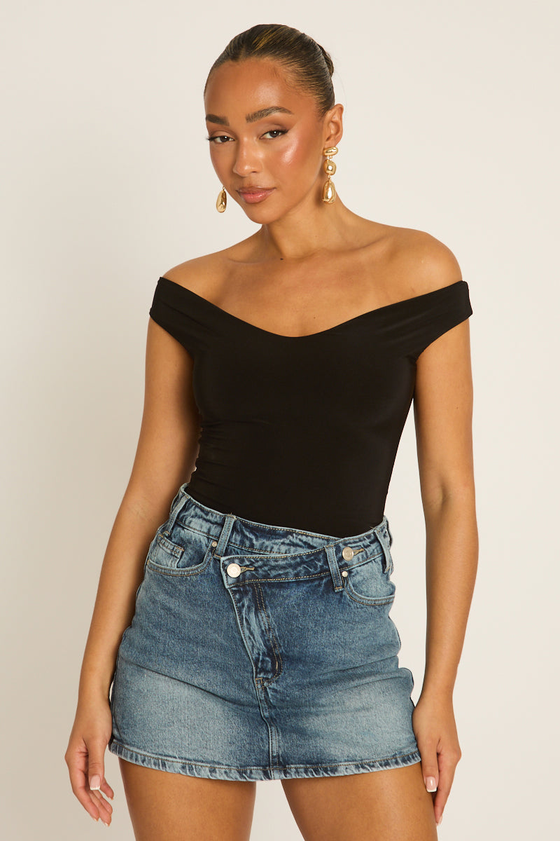 Mid Blue Asymmetric Waist Skort - Sanja