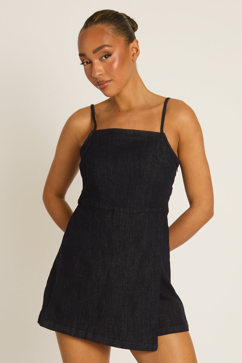 Indigo Denim Skort Playsuit - Armani