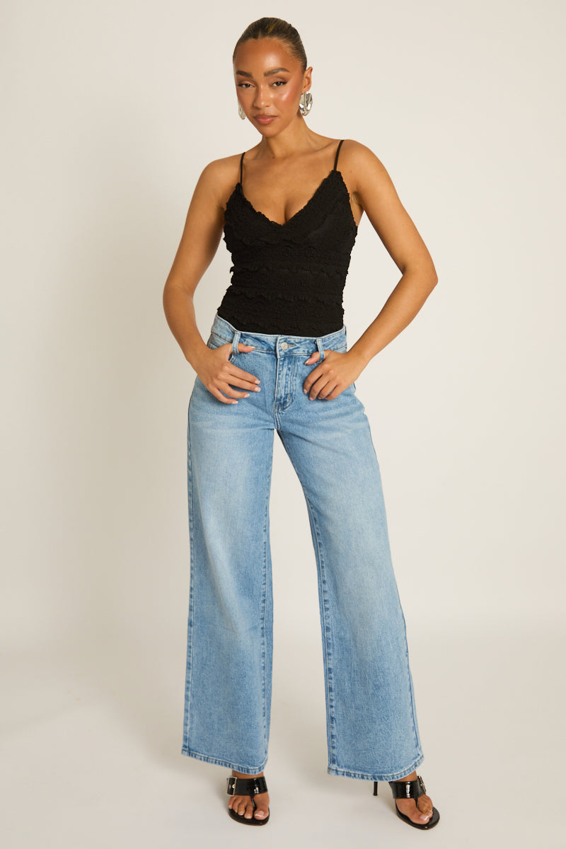 Mid Blue Wide Leg Jeans - Elvie
