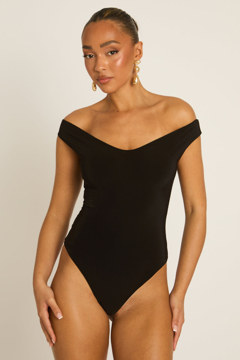 Black Off Shoulder Bodysuit - Rayna