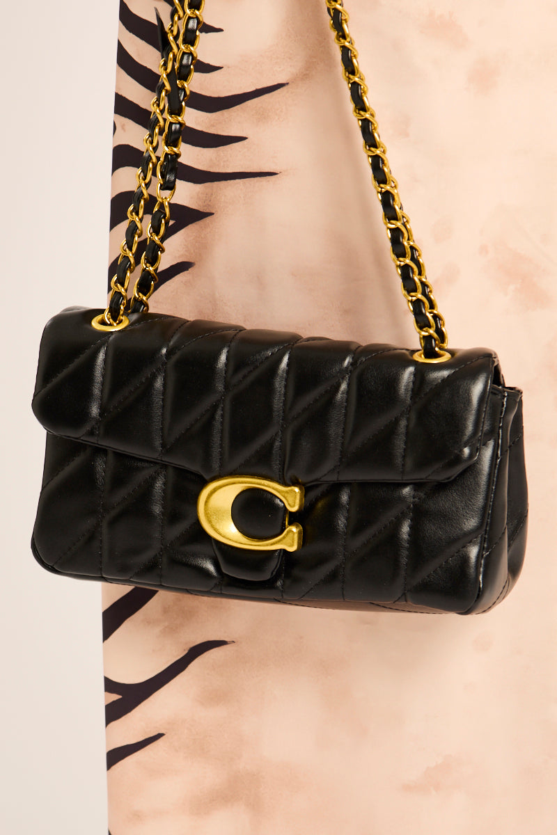 Black Quilted Faux Leather Shoulder Bag - Zeta
