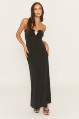 Black Gold Trim Bandeau Maxi Dress - Yolande