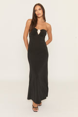 Black Gold Trim Bandeau Maxi Dress - Yolande