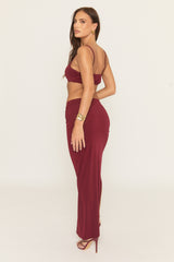 Wine Gold Trim Top and Maxi Skirt Co-ord - Daryle