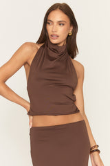 Chocolate Open Back Top and Maxi Skirt Co-ord Set - Kaylan