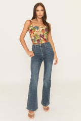 Multi Floral Lace Back Corset Top - Orlana